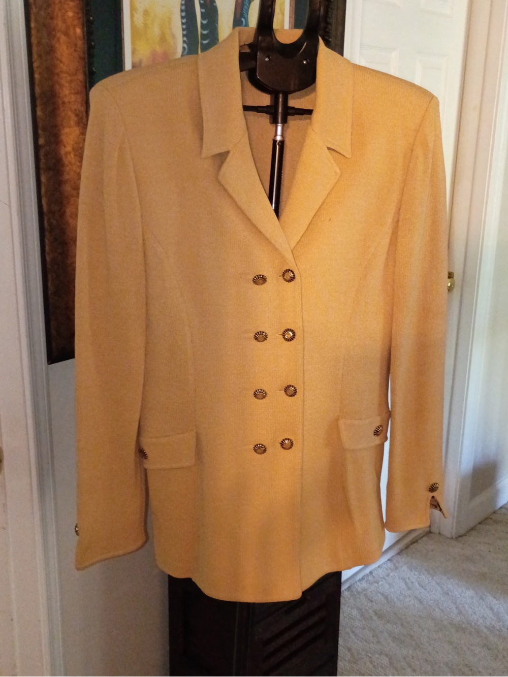 St. John Golden Camel Double-Breasted Wool Blazer